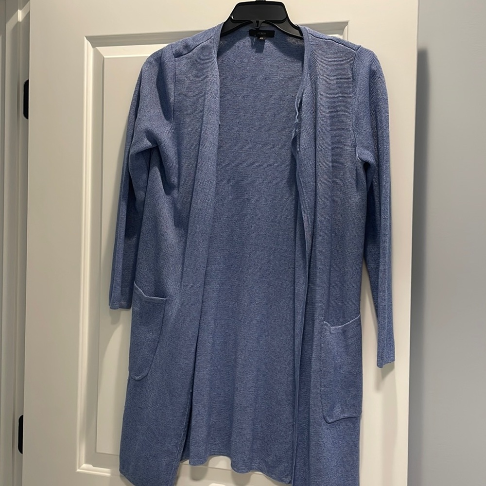 Light blue. JCrew. Size extra small open cardigan.